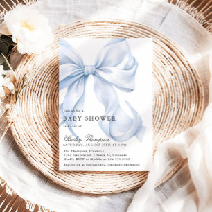 Blaue Schleife Baby Shower Coquette Schleife Einladung