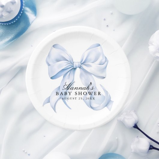 Blaue Schleife Baby Shower Coquette Schleife Pappt Pappteller