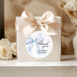 Blaue Schleife Baby Shower Dankeschön, Geschenkanh Runder Aufkleber