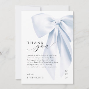 Blaue Schleife Baby Shower Danksagungskarte 5x7 Einladung