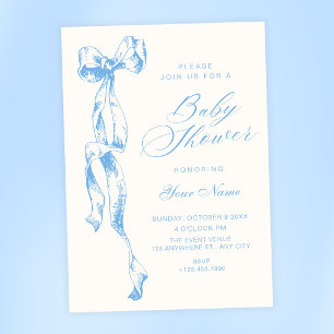 Blaue Schleife Baby Shower Einladung