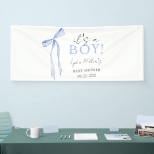 Blaue Schleife Baby Shower Einladung, Junge Baby S Banner