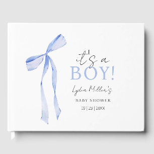 Blaue Schleife Baby Shower Einladung, Junge Baby S Gästebuch