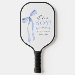 Blaue Schleife Baby Shower Einladung, Junge Baby S Pickleball Schläger