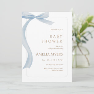 Blaue Schleife Baby Shower Einladung Minimal Water