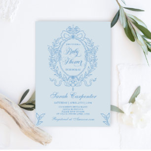 Blaue Schleife Baby Shower Junge Vintage Einladung