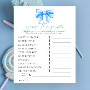 Blaue Schleife Baby Shower - Rate den Preis Spiel