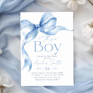 Blaue Schleife Coquette Jungen Baby Shower Einladung