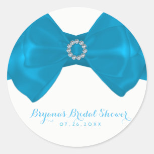Blaue Schleife & Diamanten Brautparty Elegantes Ge Runder Aufkleber