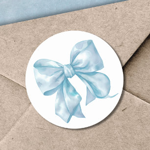 Blaue Schleife Einfache Hochzeit oder Babyparty Runder Aufkleber