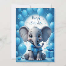Blaue Schleife Elefant Geburtstagswünsche 🐘