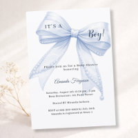 Blaue Schleife elegante Perlen Junge Baby Shower