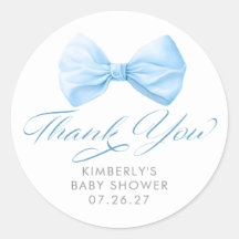 Blaue Schleife Eleganter Junge Baby Shower Danke