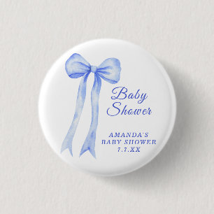 Blaue Schleife Es ist ein Junge Baby-Party Button