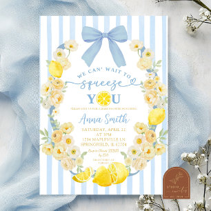 Blaue Schleife Florale Zitrone Baby Shower Einladu Einladung