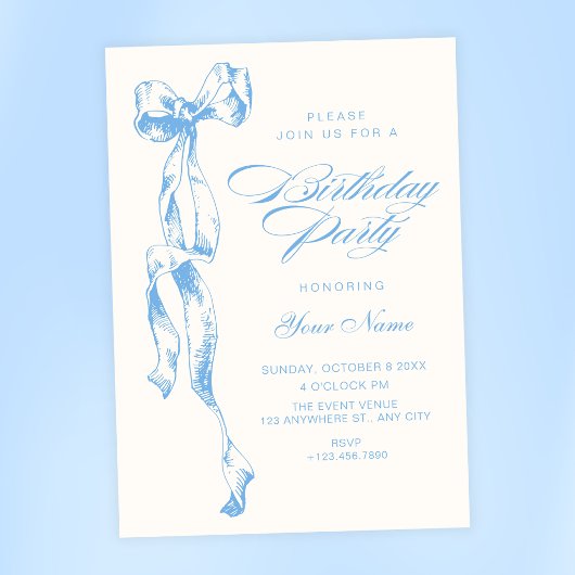 Blaue Schleife Geburtstag Einladung