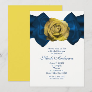 Blaue Schleife & Gelbe Rose EINLADUNGEN IN JEDER F