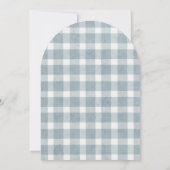 blaue Schleife Gingham-Muster Taufe Einladung (Rückseite)
