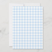 Blaue Schleife Gingham Tauf Einladung (Rückseite)