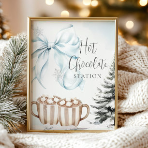 Blaue Schleife Heiße Schokolade Schild Baby Shower