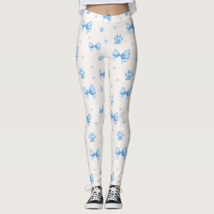 Blaue Schleife, Herz und Pfoten Druckmuster auf We Leggings