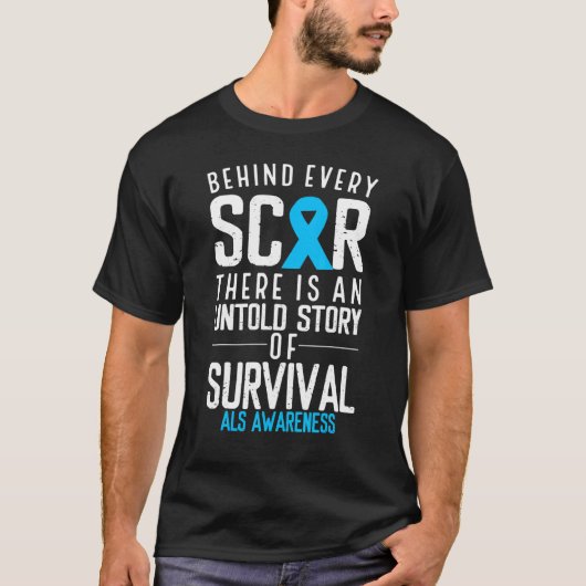 Blaue Schleife hinter jedem Auto-Kämpfer Überleben T-Shirt (Vorderseite)