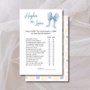 Blaue Schleife Hoch oder Niedrig Baby Shower Spiel