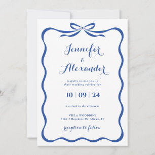 Blaue Schleife Hochzeitseinladung Einladung
