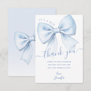 Blaue Schleife It's a Boy Kokette Babyparty Dankeskarte