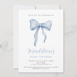 Blaue-Schleife-Junge-Baby-Shower-Einladung Einladung