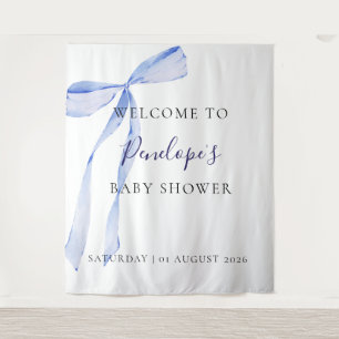 Blaue Schleife Jungen Baby Shower Hintergrund Tepp Wandteppich
