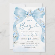 Blaue Schleife Kokette Junge Baby Shower Einladung