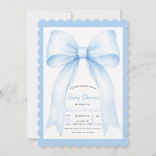 Blaue Schleife Kokette Jungen-Baby-Party Einladung