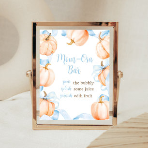 Blaue Schleife Kürbis-Baby-Party-Mom-Osa-Bar-Schil Poster