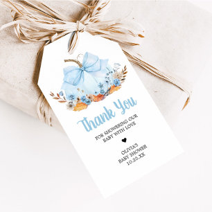 Blaue Schleife Kürbis Baby Shower Favor Tags Geschenkanhänger