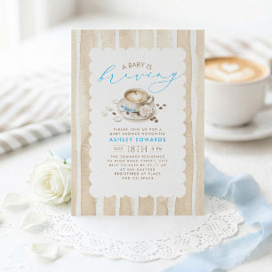 Blaue Schleife Latte Kaffee Junge Baby Shower Einl Einladung