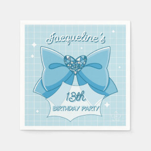 Blaue Schleife Magisches Mädchen Geburtstag Serviette