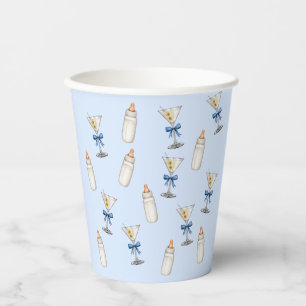 Blaue Schleife Martinis Babyflaschen Babyparty Pappbecher