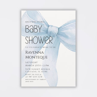 Blaue Schleife Minimale Elegante Personalisierte B Einladung