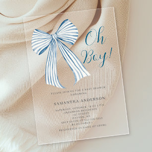 Blaue Schleife Oh Junge Baby Shower Acryleinladungen