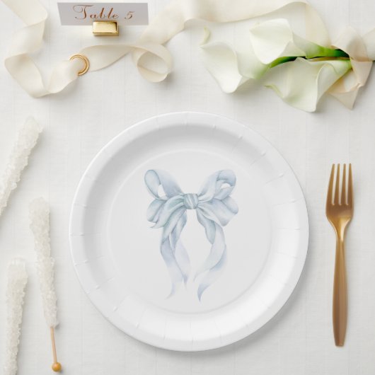 Blaue Schleife Pappteller (Hochzeit)