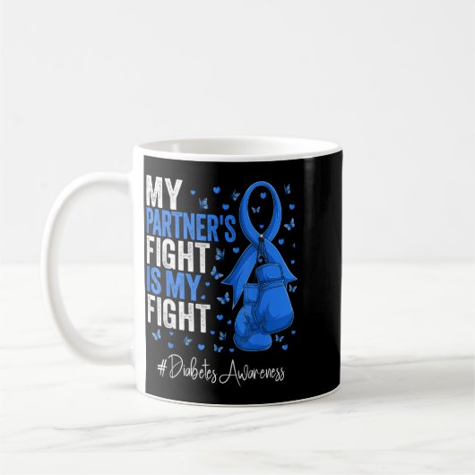 Blaue-Schleife-Partner Diabetes-Bewusstsein Kaffeetasse (Links)