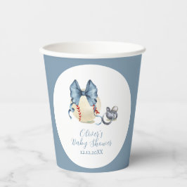 Blaue Schleife Schnuller Baseball Sport Babyparty  Pappbecher
