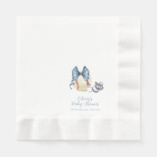 Blaue Schleife Schnuller Baseball Sport Babyparty Serviette