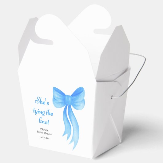 Blaue Schleife - Sie knüpft den Knoten - Brautpart Geschenkschachtel (Geöffnet)