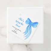 Blaue Schleife Sie knüpft den Knoten Junggesellinn Geschenkanhänger (Beispiel)