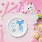 Blaue Schleife Sie knüpft den Knoten Junggesellinn Pappteller (Party)