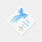 Blaue Schleife Sie knüpft den Knoten Junggesellinn Serviette (Ecke)