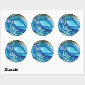 Blaue Schleife, Surfs up Runder Aufkleber (Blatt)