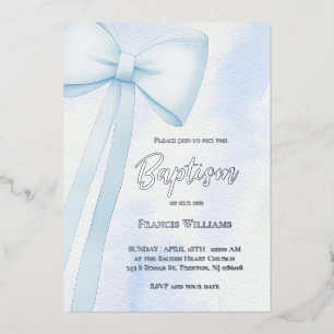 Blaue Schleife Taufe Folieneinladung